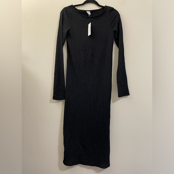 NWT Blue Rain for Francesca’s textured Bodycon Maxi dress in Black - S‎ - Picture 1 of 11